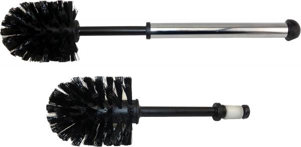 WC-Rundbürste mit verchromten Metallgriff schwarz + Ersatzbürstenkopf